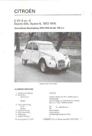 Vraagbaak Citroen 2 CV 4 en -6, Dyane 435 en Dyane 6, 1972-1979