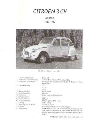 Vraagbaak Citroën 3CV, AZAM-6, 1965-1967