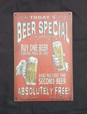 Today's Beer Special, metalen wandbord