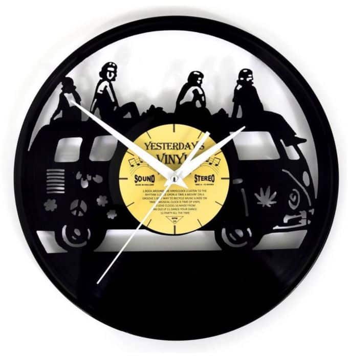 rechter Geladen Cyclopen Vinyl klok hippie bus – LP wandklok - 30 CM - Frenky Autodokumentatie