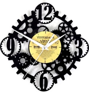 Vinyl Klok met Tandwielen – Raderenklok - LP Klok - 30 CM