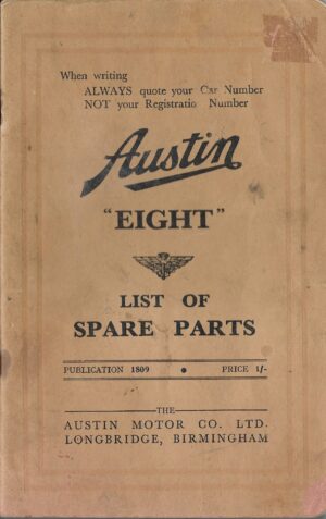 Austin EIGHT list of spare parts